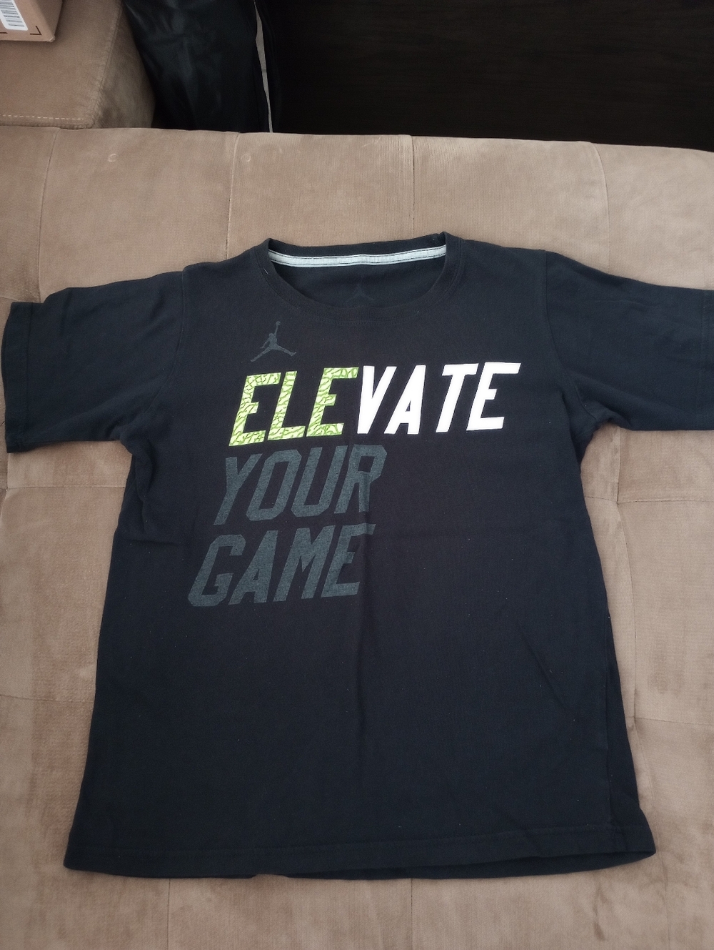 Kids Size - Black Jordan Shirt W/ White And Gray Graphic